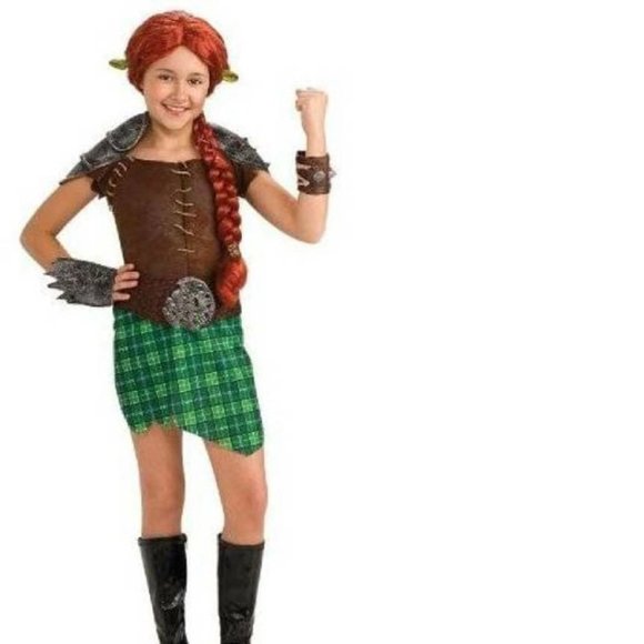 Toddler Shrek Fiona Halloween Costume 2/4 Warrior 5 Pc Dress, Headpiece Girls - Picture 1 of 3